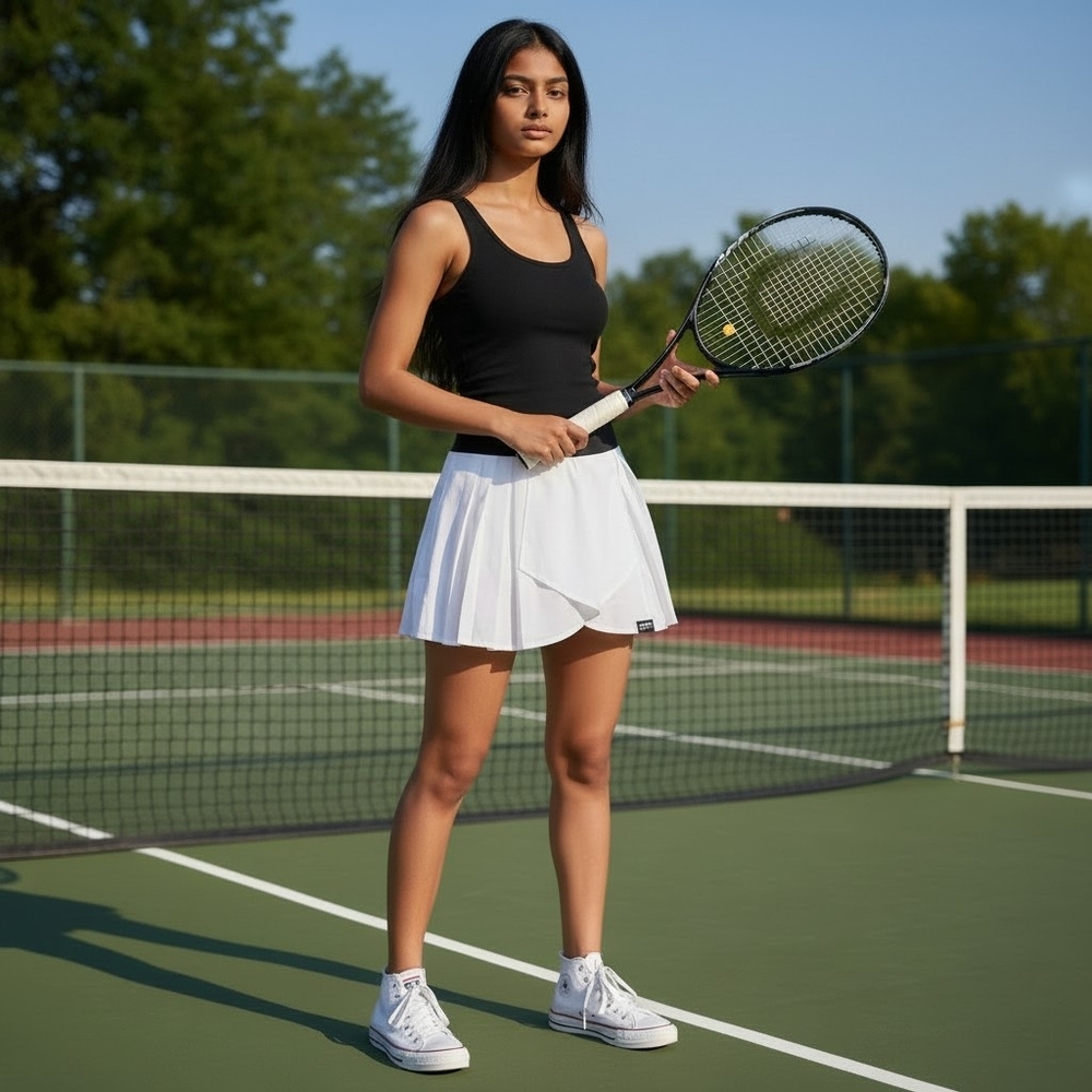 Justice Black And White Tennis Skort